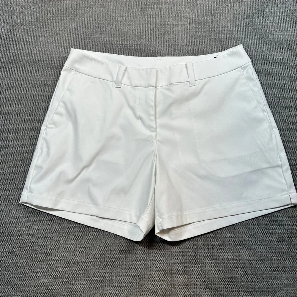Nike Dri-FIT Golf Shorts Women 4 White Performance Athletic Activewear